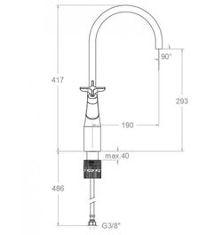 bimando de lavabo alto con caño giratorio 190mm, negro mate, modelo Adagio