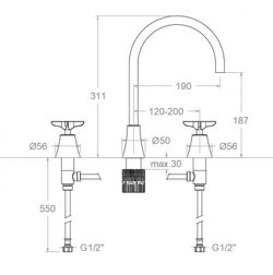 bimando de lavabo alto para repisa, cromo, modelo Adagio