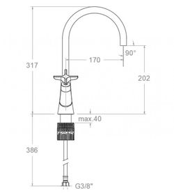 Bimando de lavabo con caño giratorio 170mm, negro mate, modelo Adagio