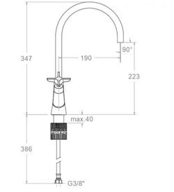 Bimando de lavabo con caño giratorio 190mm, cromo, modelo Adagio