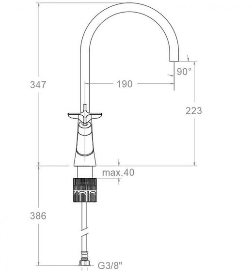 Bimando de lavabo con caño giratorio 190mm, cromo, modelo Adagio