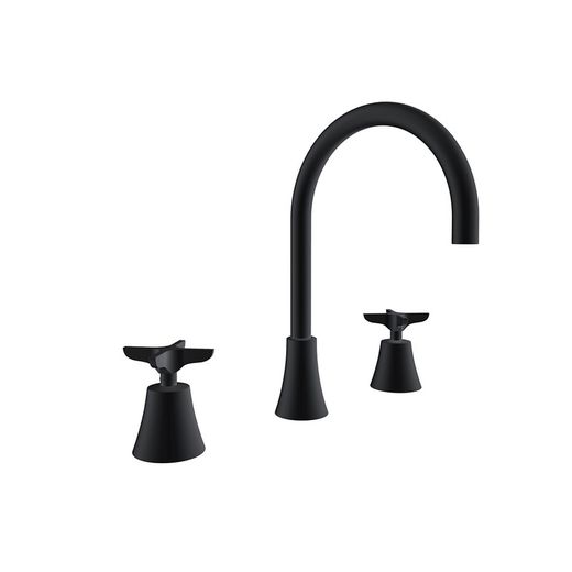 Bimando de lavabo para repisa, negro mate, modelo Adagio