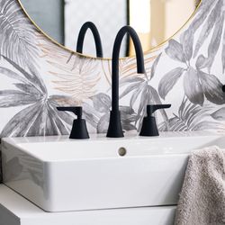 Bimando de lavabo para repisa, negro mate, modelo Adagio