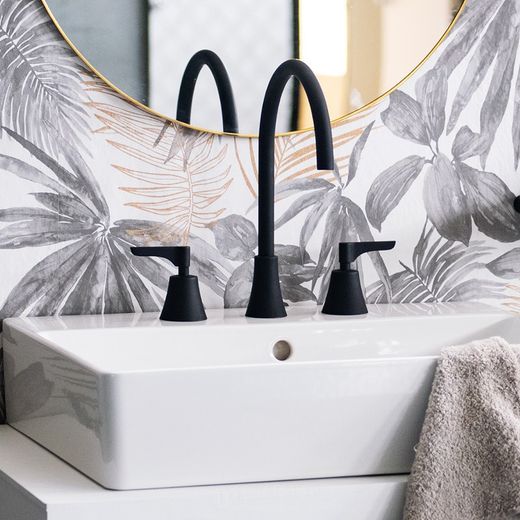 Bimando de lavabo para repisa, negro mate, modelo Adagio