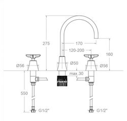 Bimando de lavabo para repisa, negro mate, modelo Adagio