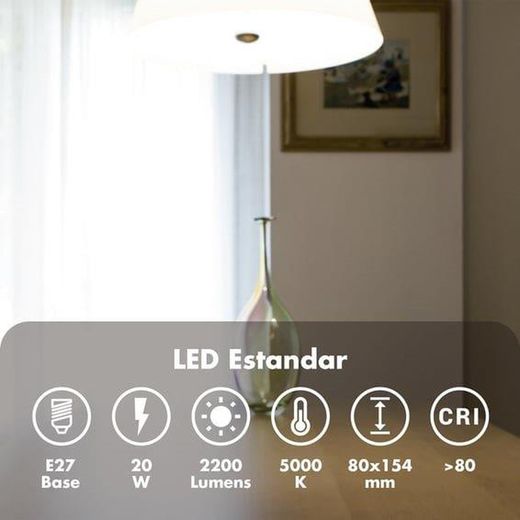 Bombilla 20w E-27 5000 k 2200 lm 220º Silver estándar