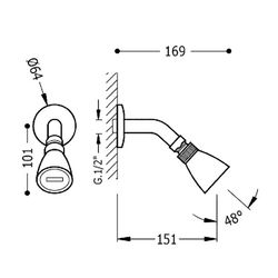 Brazo a pared con rociador de ducha orientable