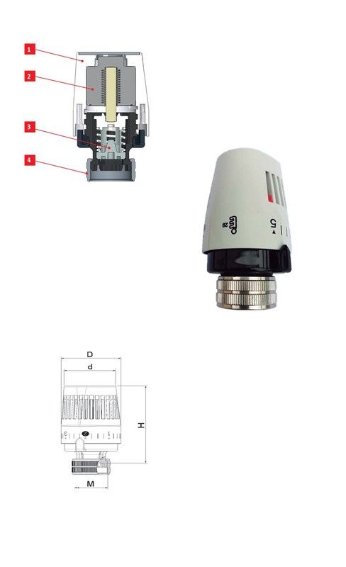 Cabezal termostático eroso m28 sensor líquido