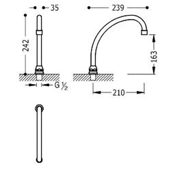 Caño giratorio para grifo de pedal Cocina
