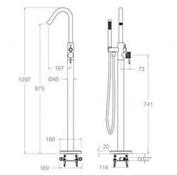 Columna monomando Odisea Joya, para bañera con equipo de ducha, cromado