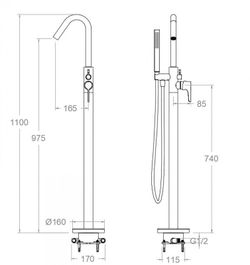 Columna monomando para bañera con equipo de ducha, negro mate, modelo Adagio