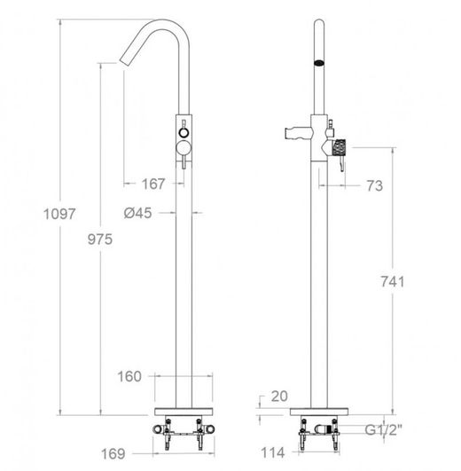 Columna monomando para bañera Odisea Joya, cromado