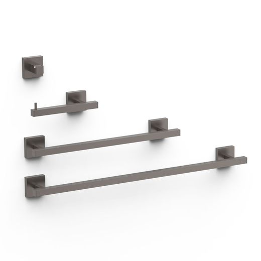 Conjunto de 2 toalleros + 1 portarollos + 1 percha