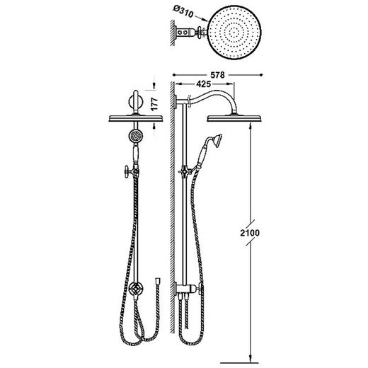 Conjunto de barra de ducha adaptable a cualquier grifo Tres-Clasic