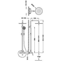 Conjunto de grifo monomando mural de 2 vías para ducha Base-Tres Plus