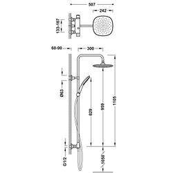 Conjunto de grifo monomando mural de 2 vías para ducha