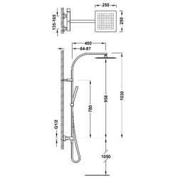 Conjunto de grifo monomando mural de 2 vías para ducha Cuadro