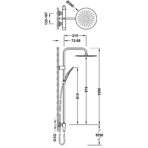 Conjunto de grifo monomando mural de 2 vías para ducha Fuji