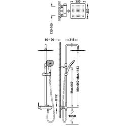 Conjunto de grifo monomando mural de 2 vías para ducha Lex-Alp