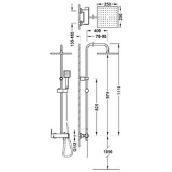 Conjunto de grifo monomando mural de 2 vías para ducha Lex-Alp