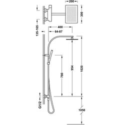 Conjunto de grifo monomando mural de 2 vías para ducha