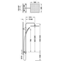 Conjunto de grifo monomando mural de 2 vías para ducha