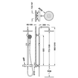 Conjunto de grifo termostático mural de 2 vías para ducha Base-Tres Plus