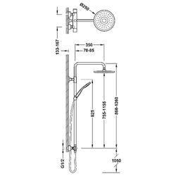 Conjunto de grifo termostático mural de 2 vías para ducha Base-Tres Plus
