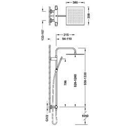 Conjunto de grifo termostático mural Over-wall de 2 vías para ducha Fuji