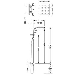 Conjunto de grifo termostático mural Over‑wall de 2 vías para ducha