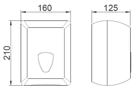 Dispensador de papel toalla 215*160*125 mm.