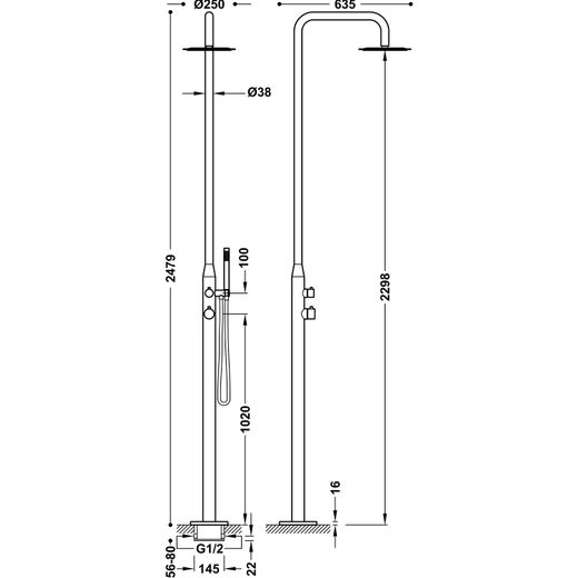 Ducha para exterior de acero inoxidable 316