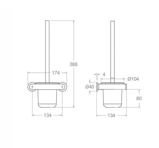 Escobillero de pared para baño con sistema de instalación dual, Cromado