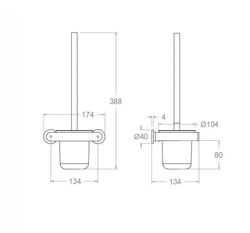 Escobillero de pared para baño con sistema de instalación dual, Negro Mate