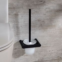 Escobillero de pared para baño con sistema de instalación dual, Negro Mate