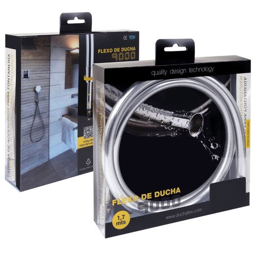 Flexo de ducha en plástico plata metalizado