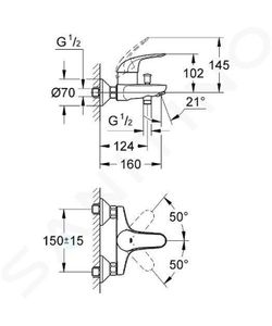 Grifería monomando para baño y ducha 1/2" euroeco cromo