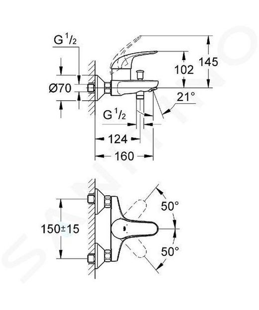 Grifería monomando para baño y ducha 1/2" euroeco cromo