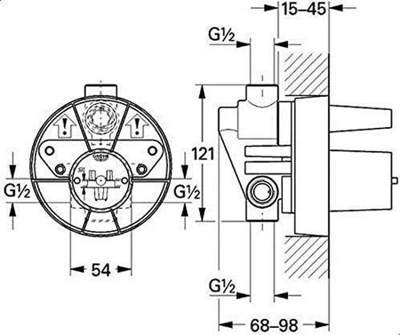 Grifería monomando para baño y ducha 1/2" eurostyle parte empotrable cromo