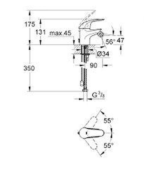 Grifería monomando para bidé 1/2“ Euroeco rótula orientable cromo