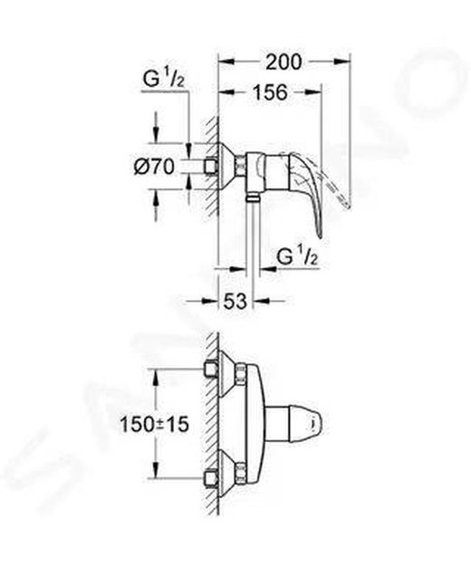 Grifería monomando para ducha 1/2“ euroeco palanca metálica cromo