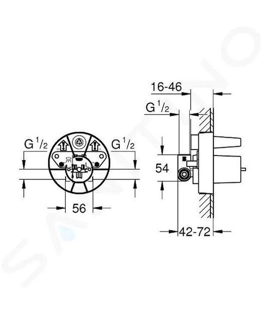 Grifería monomando para ducha 1/2“ Eurostyle parte empotrable cromo