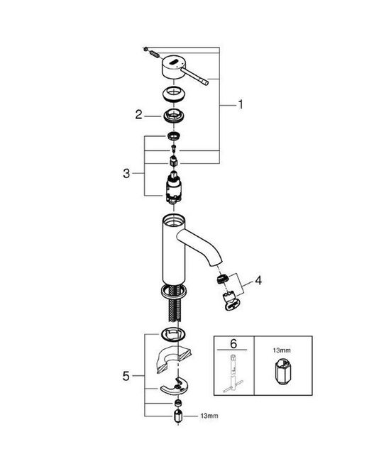 Grifería monomando para lavabo 1/2" Essence S cuerpo liso cromo