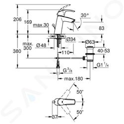 Grifería monomando para lavabo 1/2" Eurosmart M cromo