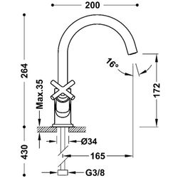 Grifo bimando alto para lavabo Mont Blanc