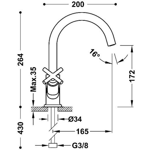 Grifo bimando alto para lavabo Mont Blanc