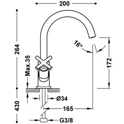 Grifo bimando alto para lavabo