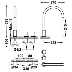 Grifo bimando de repisa para lavabo Study Exclusive