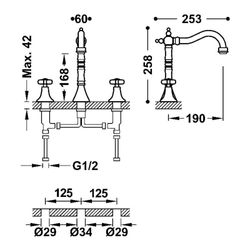 Grifo bimando de repisa para lavabo Tres-Clasic