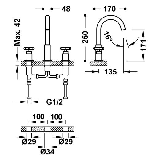 Grifo bimando de repisa para lavabo